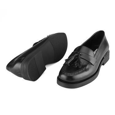  Kadın Siyah Deri Günlük Ayakkabı