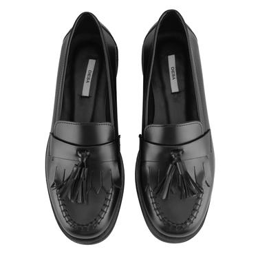  Kadın Siyah Deri Günlük Ayakkabı