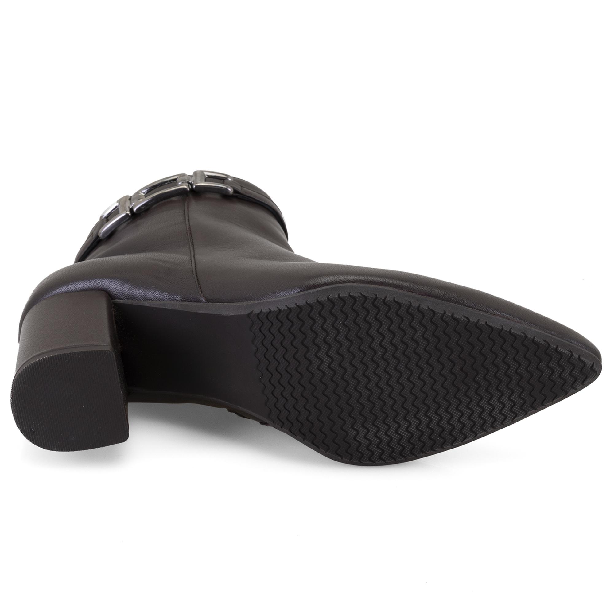 Kahve Kadın DesaComfort Toka Aksesuarlı Topuklu Deri Bot