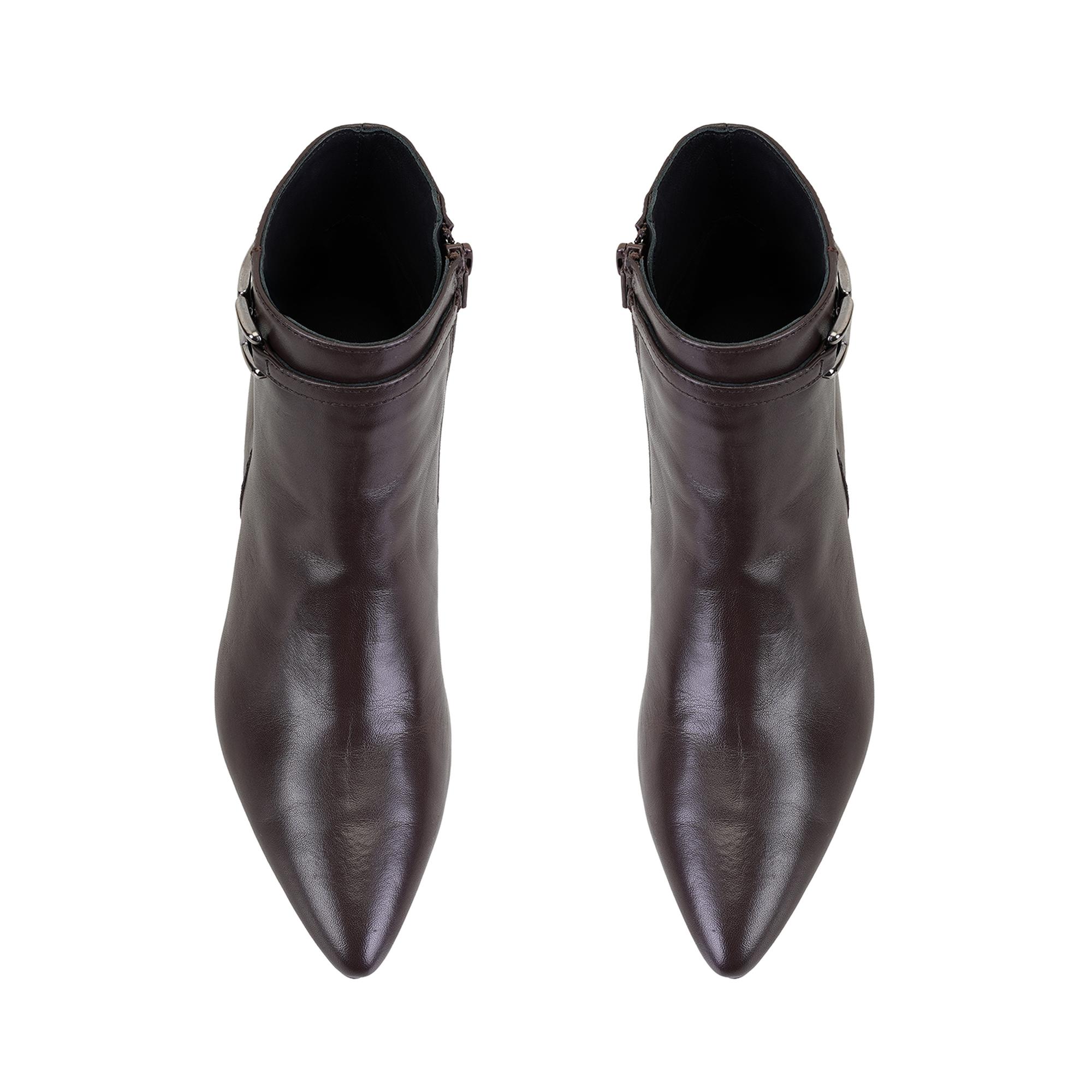 Kahve Kadın DesaComfort Toka Aksesuarlı Topuklu Deri Bot