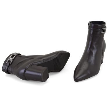  Kahve Kadın DesaComfort Toka Aksesuarlı Topuklu Deri Bot