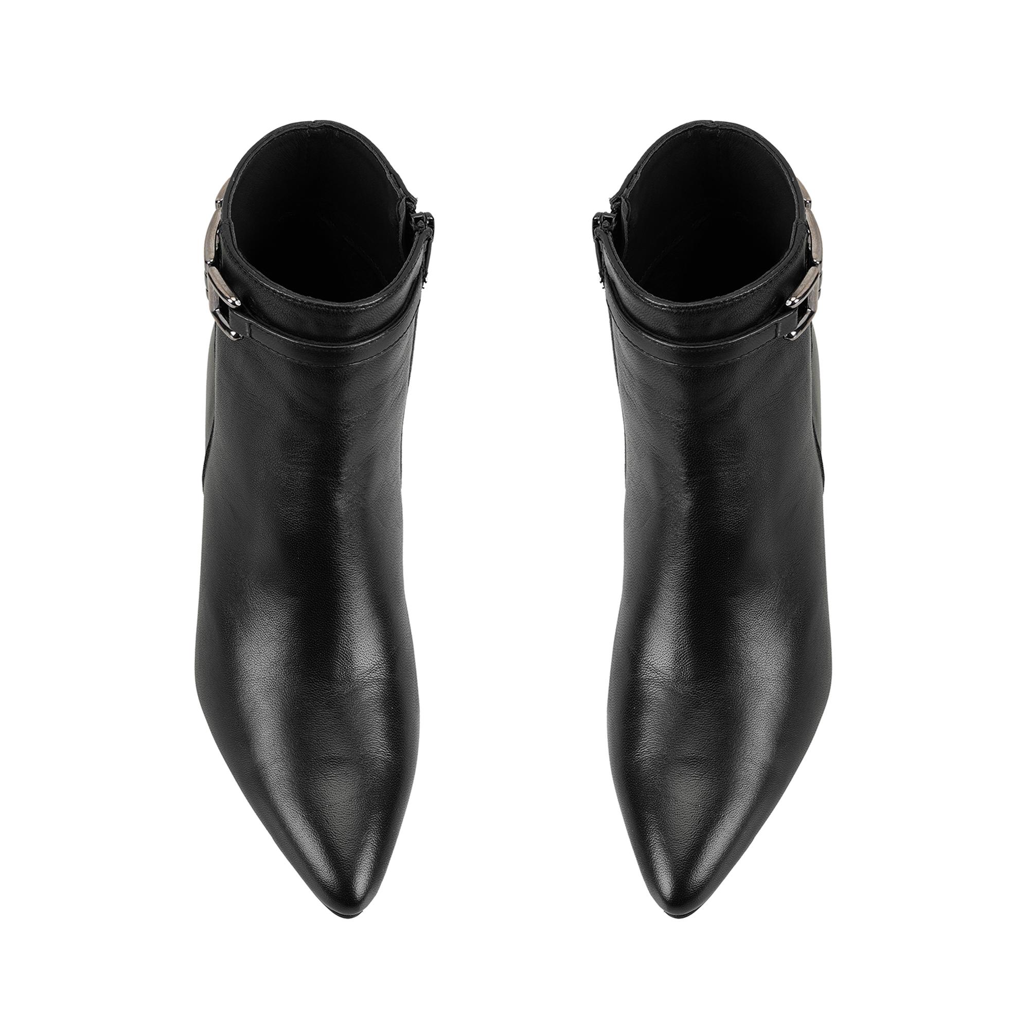 Siyah Kadın DesaComfort Toka Aksesuarlı Topuklu Deri Bot