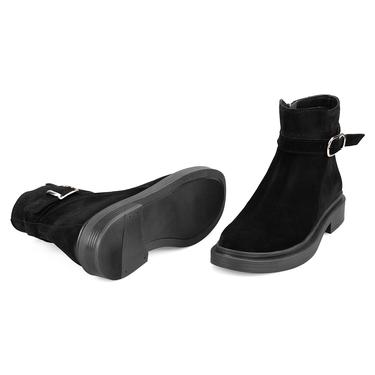  Kadın Siyah Kemer Aksesuarlı Süet Bot
