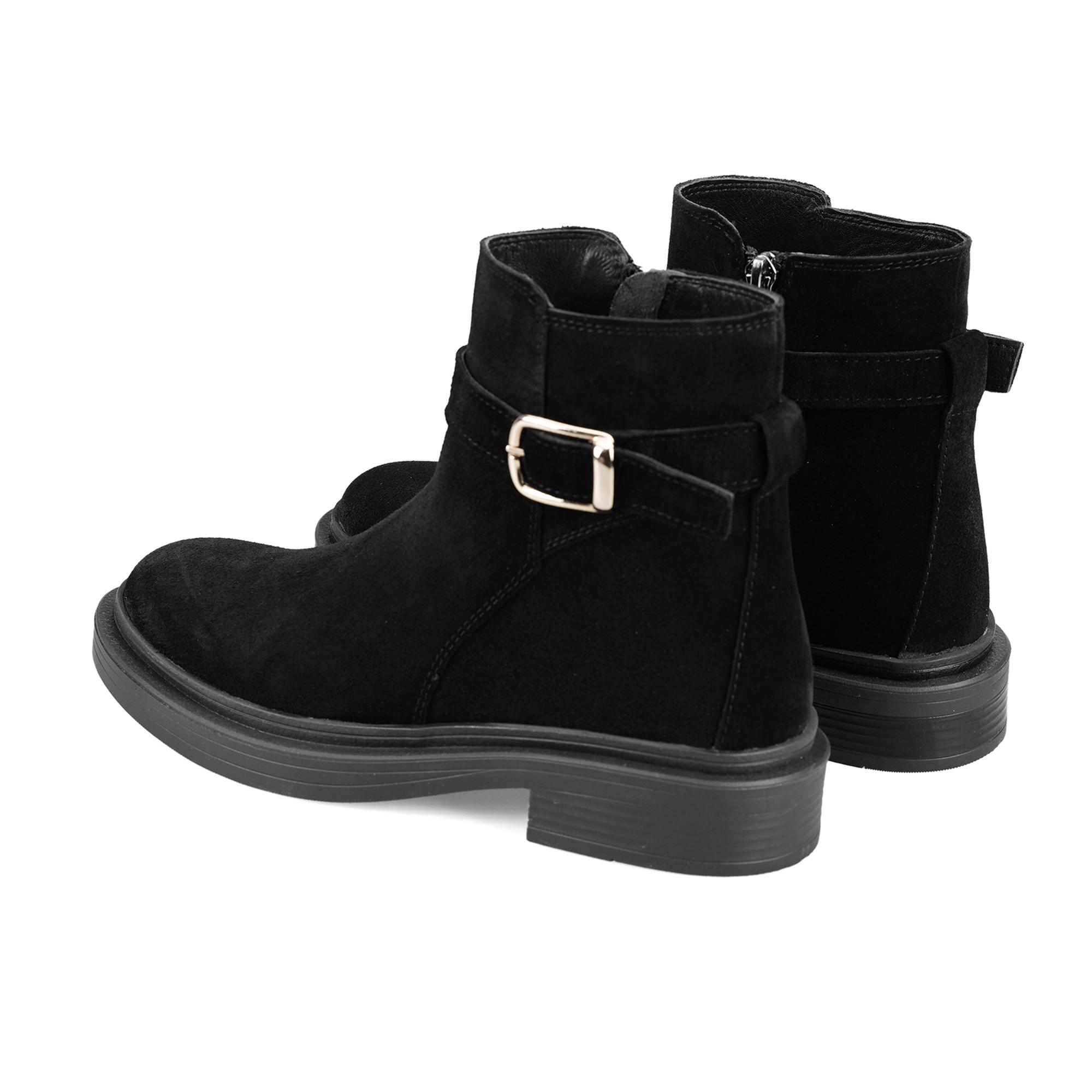 Kadın Siyah Kemer Aksesuarlı Süet Bot