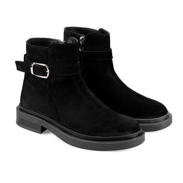  Kadın Siyah Kemer Aksesuarlı Süet Bot