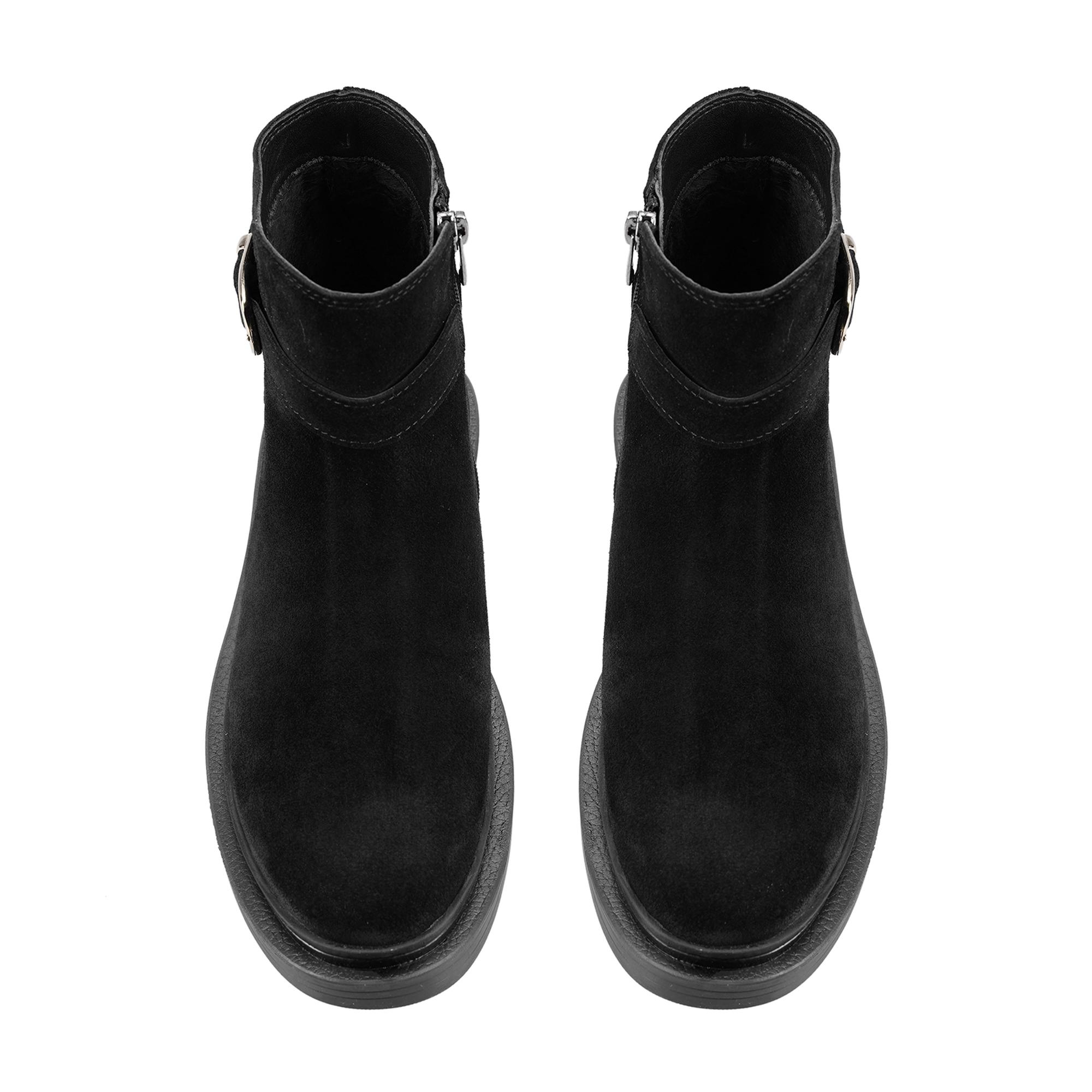 Kadın Siyah Kemer Aksesuarlı Süet Bot