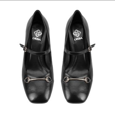  Kadın Siyah Klasik Topuklu Deri Ayakkabı