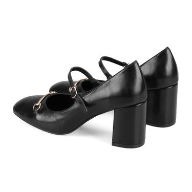  Kadın Siyah Klasik Topuklu Deri Ayakkabı