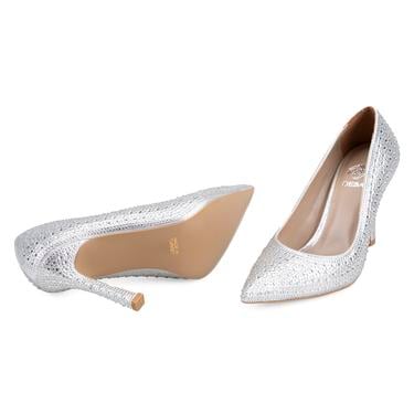 Kadın Gümüş Klasik Topuklu Ayakkabı