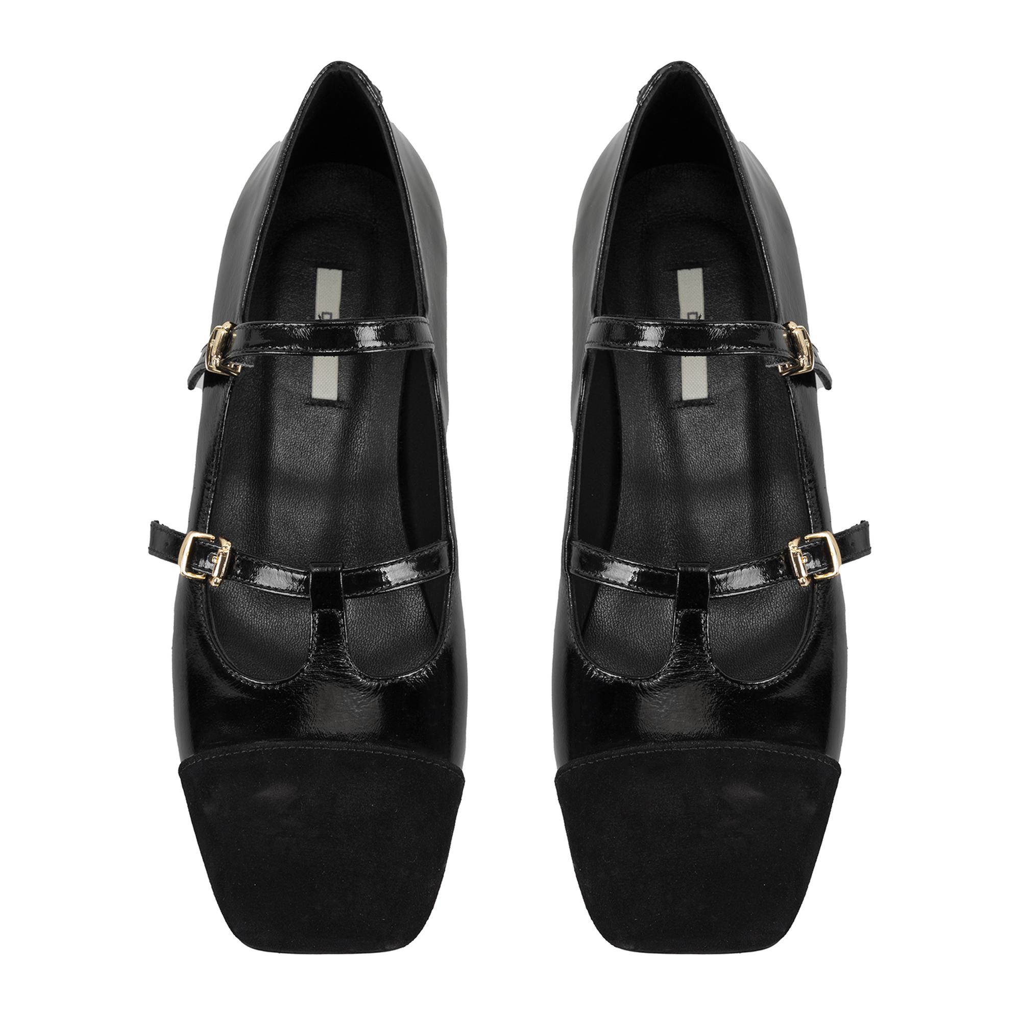 Kadın Siyah Mary Jane Rugan Babet