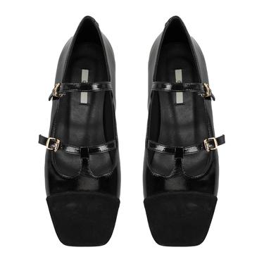  Kadın Siyah Mary Jane Rugan Babet