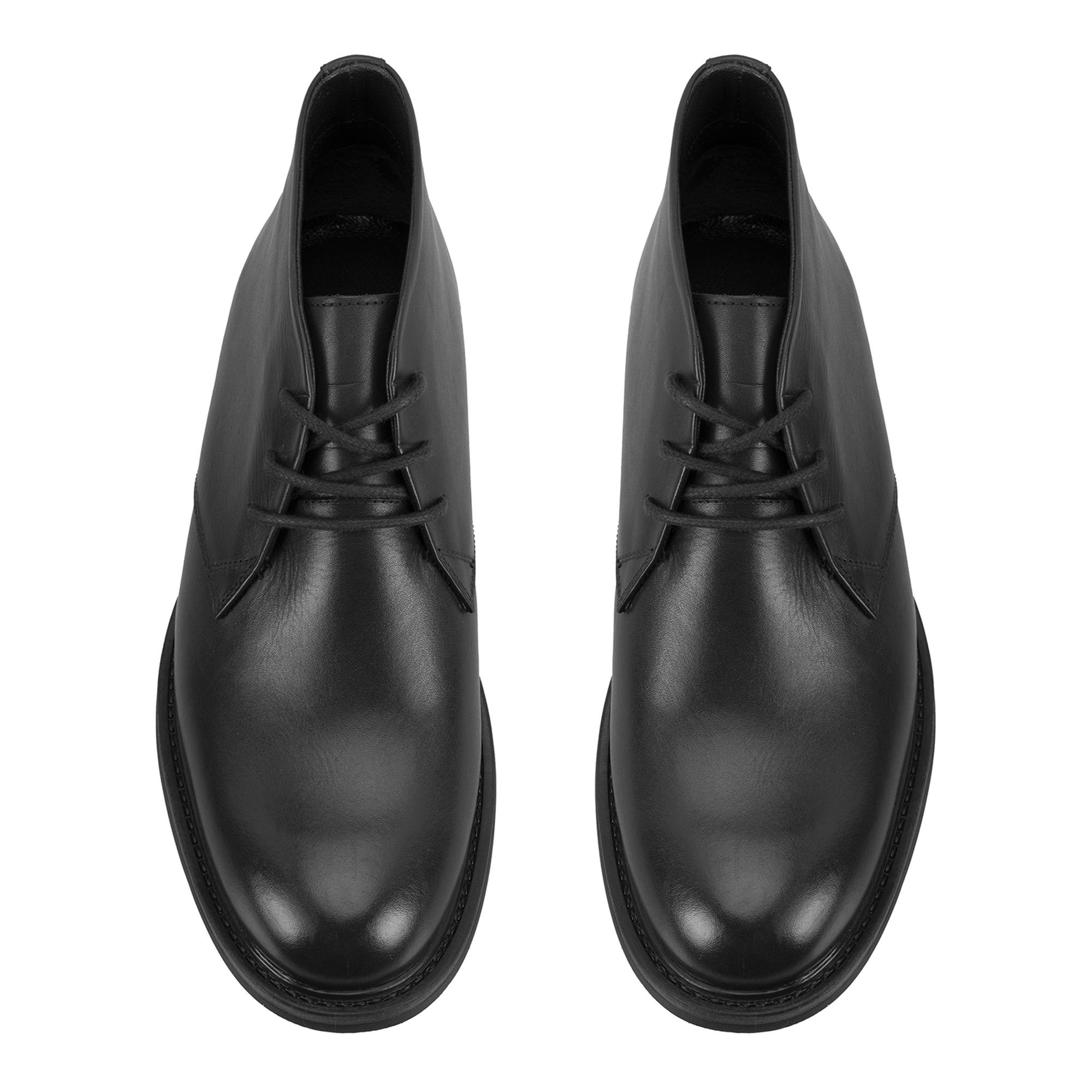 Aliah Siyah Erkek Deri Bağcıklı Bot