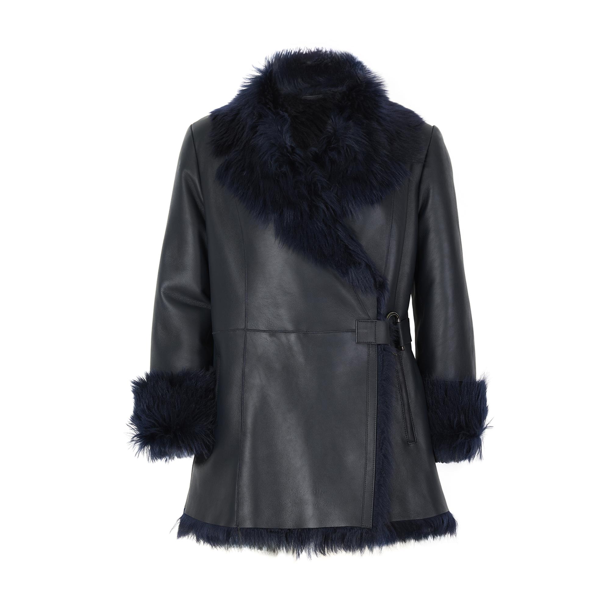 Debora Lacivert Kadın Kürk Ceket