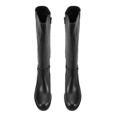  Kadın Siyah Topuklu Deri Çizme
