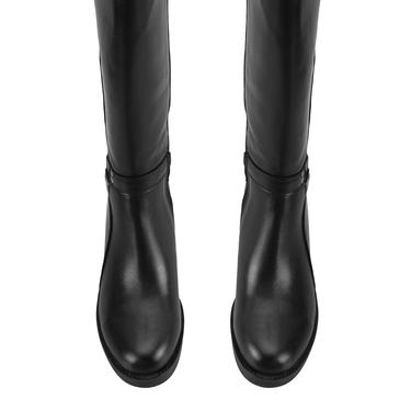  Kadın Siyah Topuklu Deri Çizme