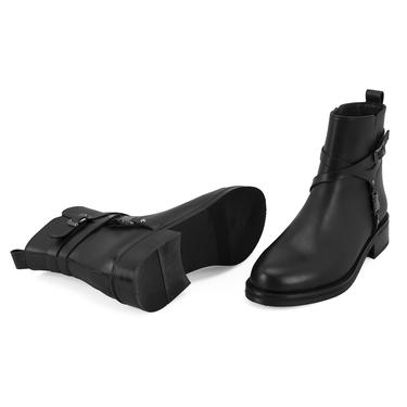  Lillia Siyah Kadın Toka Aksesuarlı Deri Bot