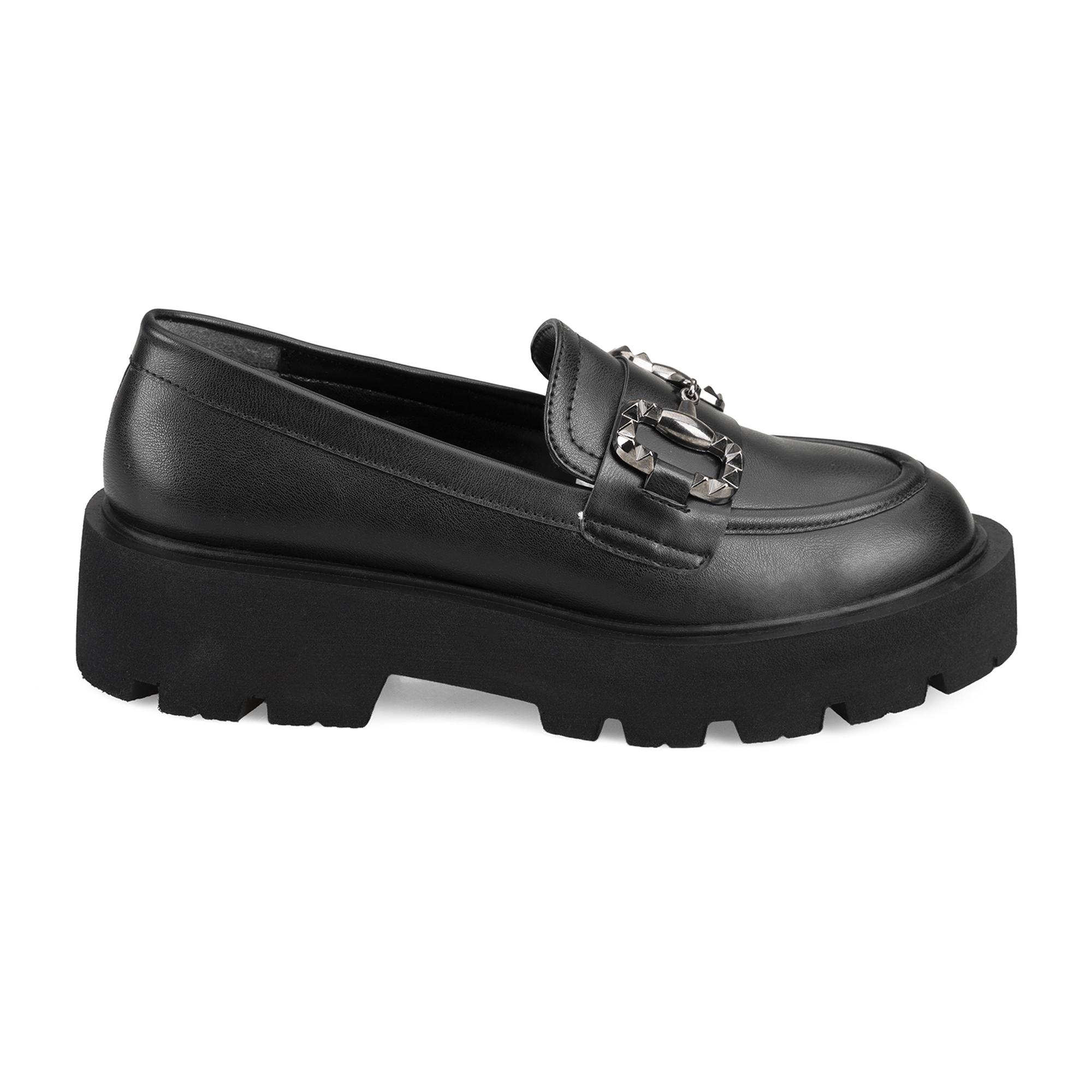 Kadın Siyah Toka Detaylı Loafer