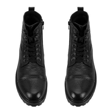 Bradyn Siyah Erkek Fermuarlı Deri Bot
