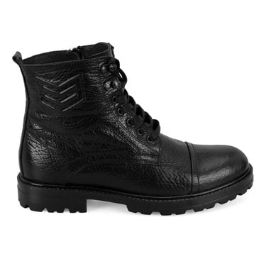  Bradyn Siyah Erkek Fermuarlı Deri Bot