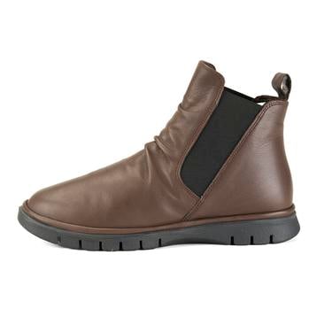  Kadın Kahve Lastikli Deri Bot