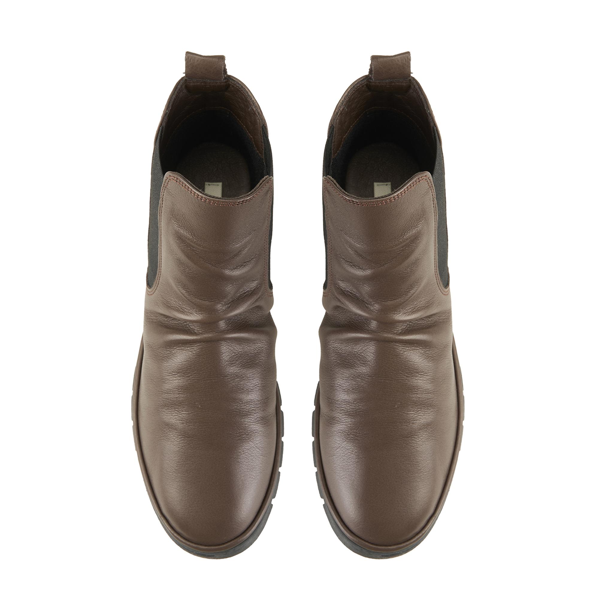 Kadın Kahve Lastikli Deri Bot