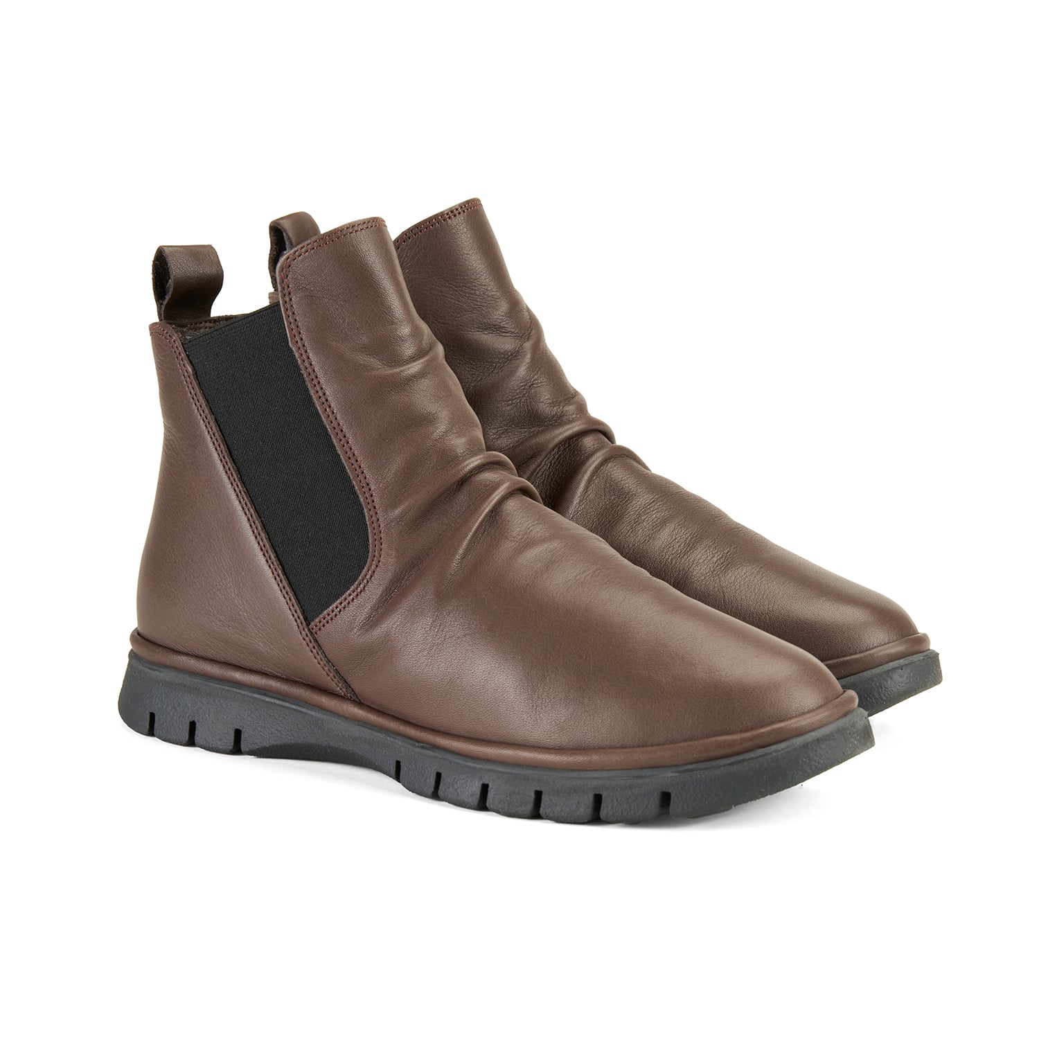  Kadın Kahve Lastikli Deri Bot