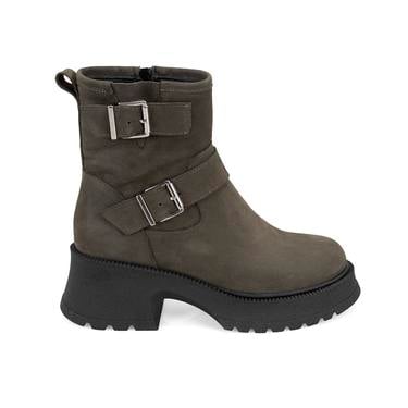  Kadın Yeşil Kemer Aksesuarlı Topuklu Deri Bot