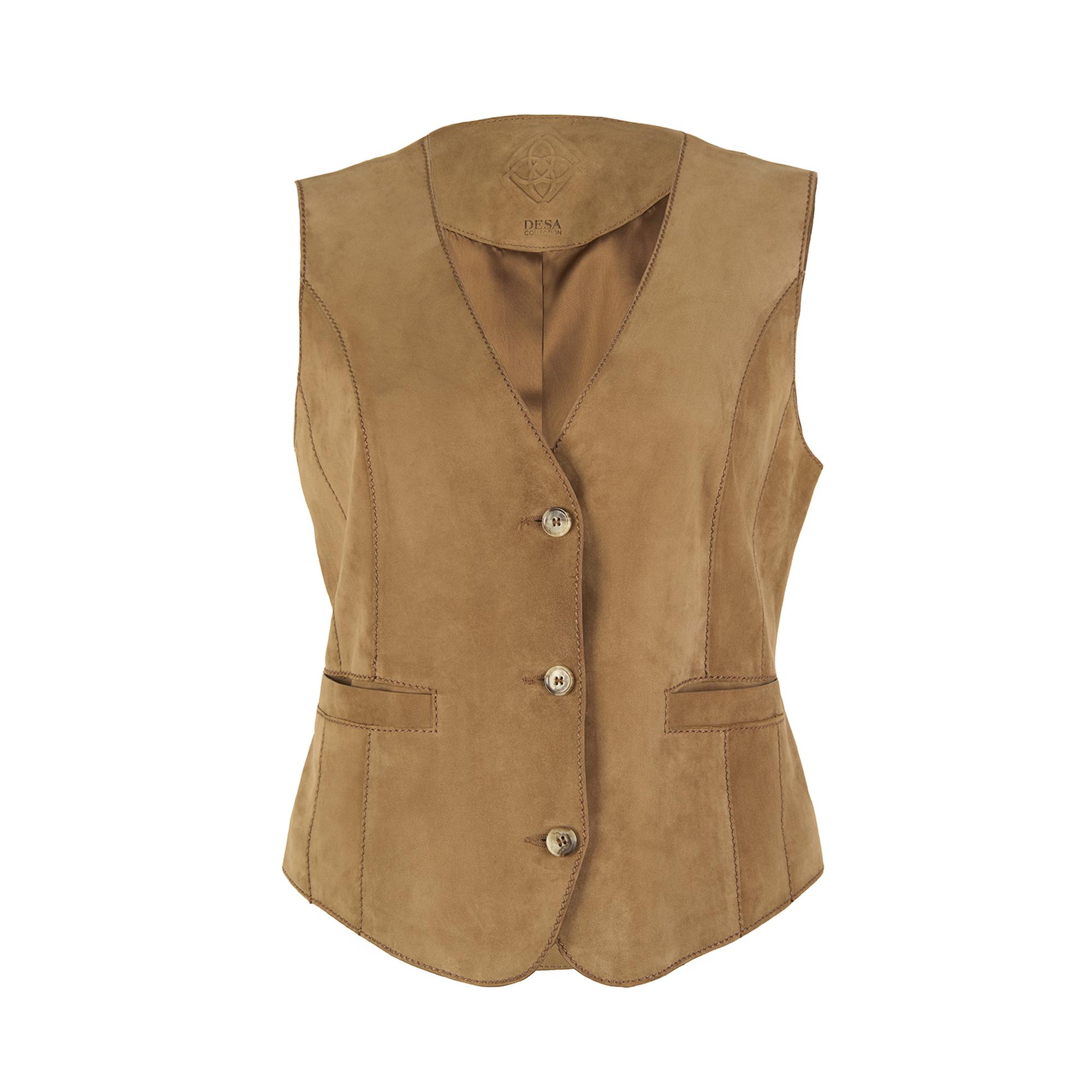 Alaqua Kahve Kadın Süet Deri Yelek