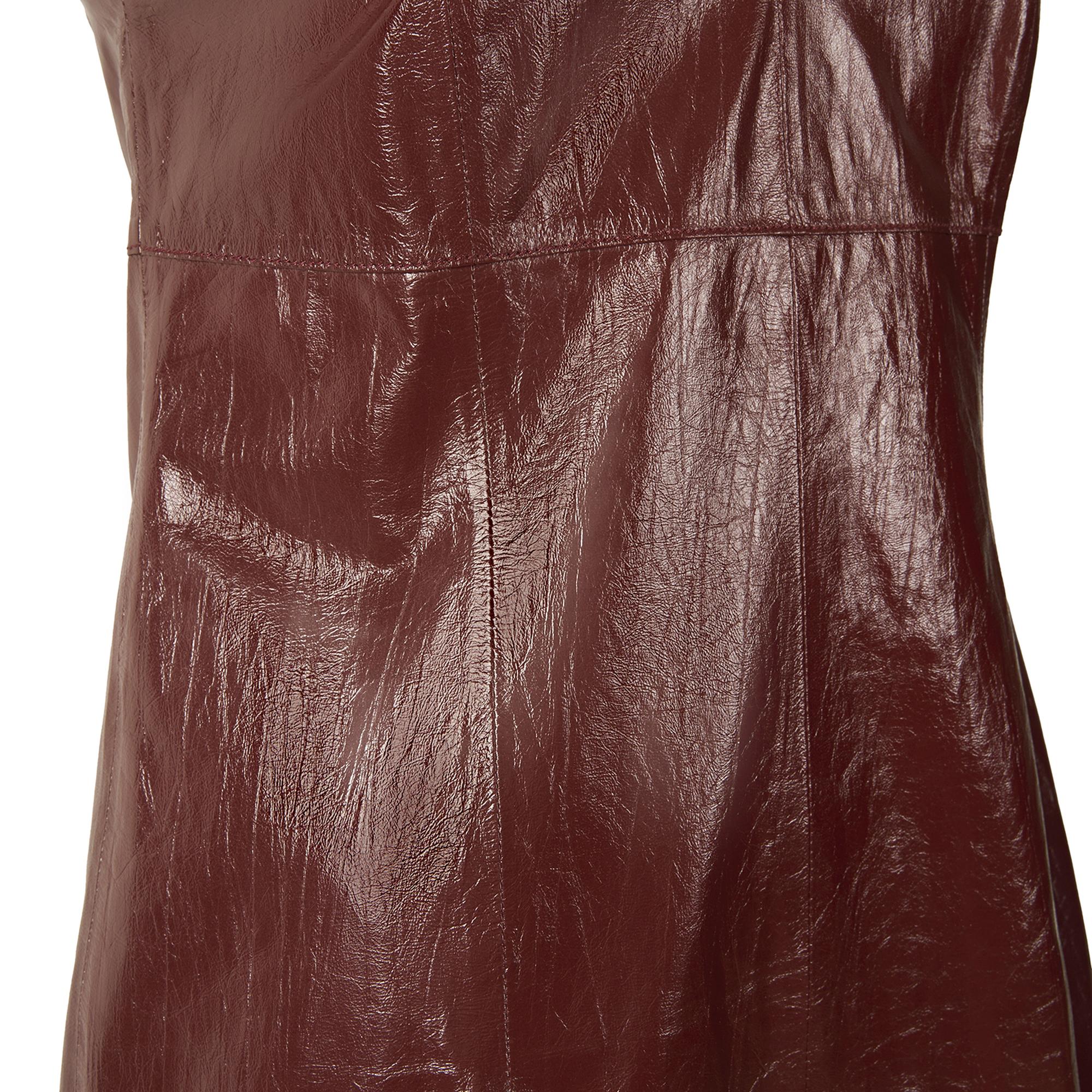 Amayeta Bordo Kadın Deri Elbise