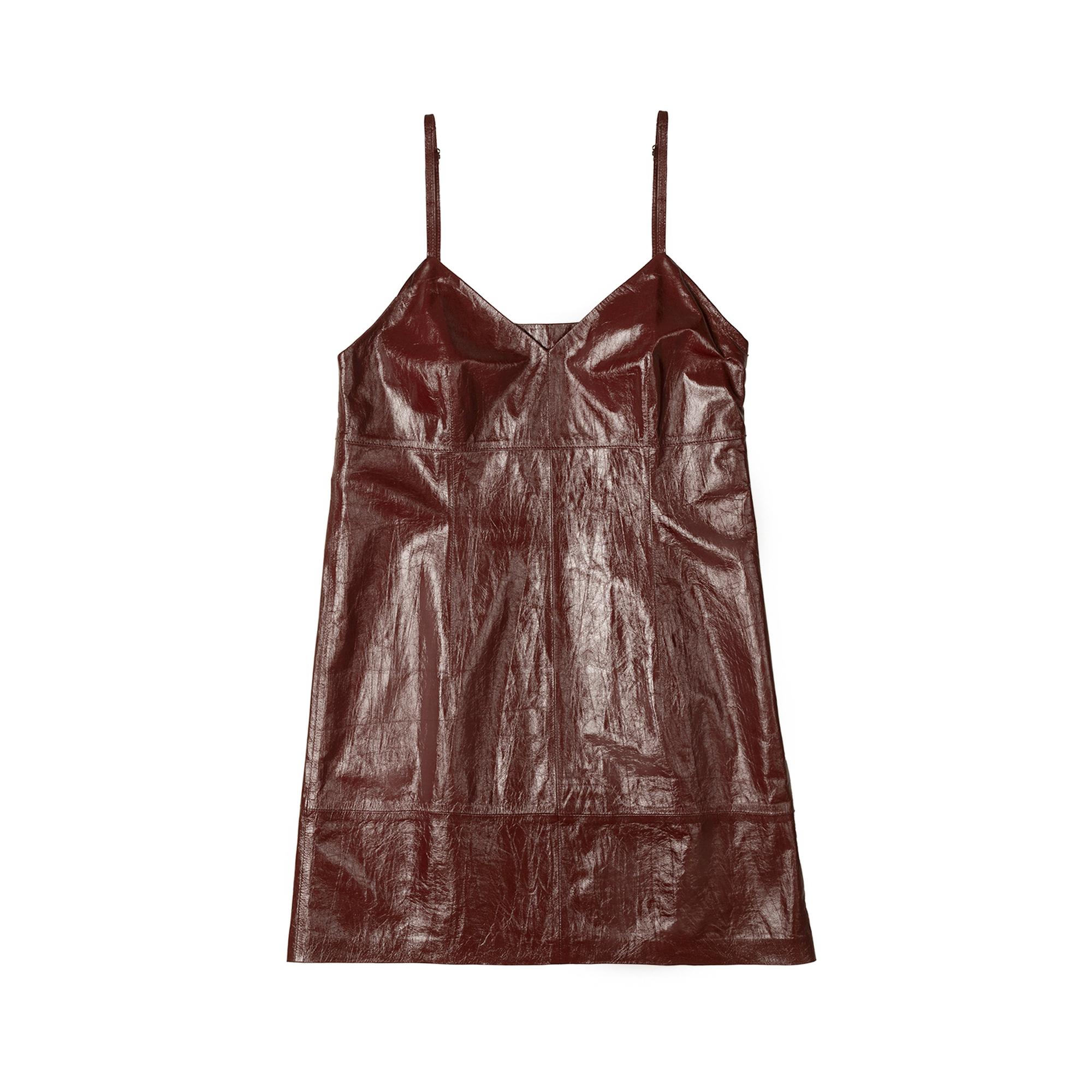 Amayeta Bordo Kadın Deri Elbise