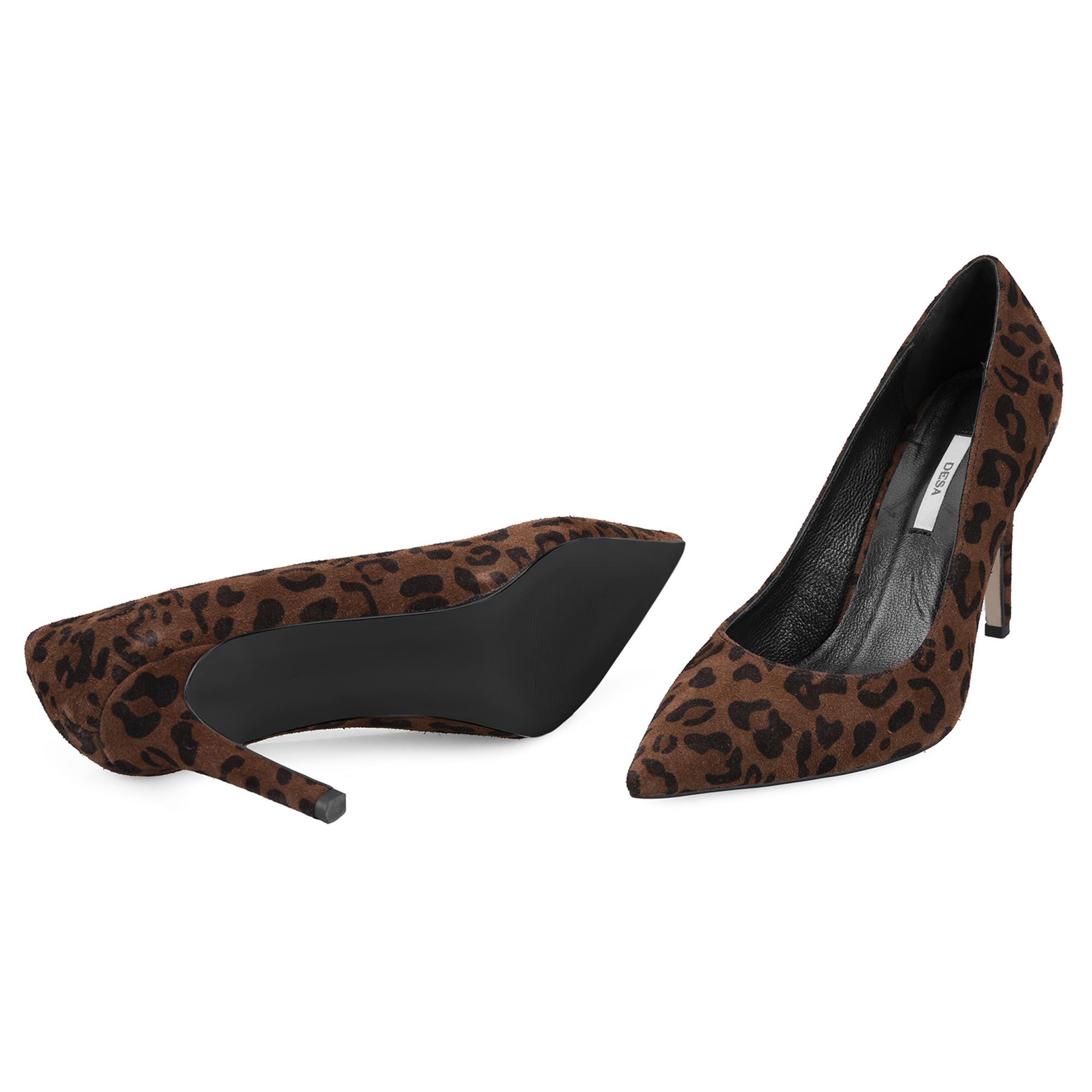 Kadın Leopar Süet Stiletto