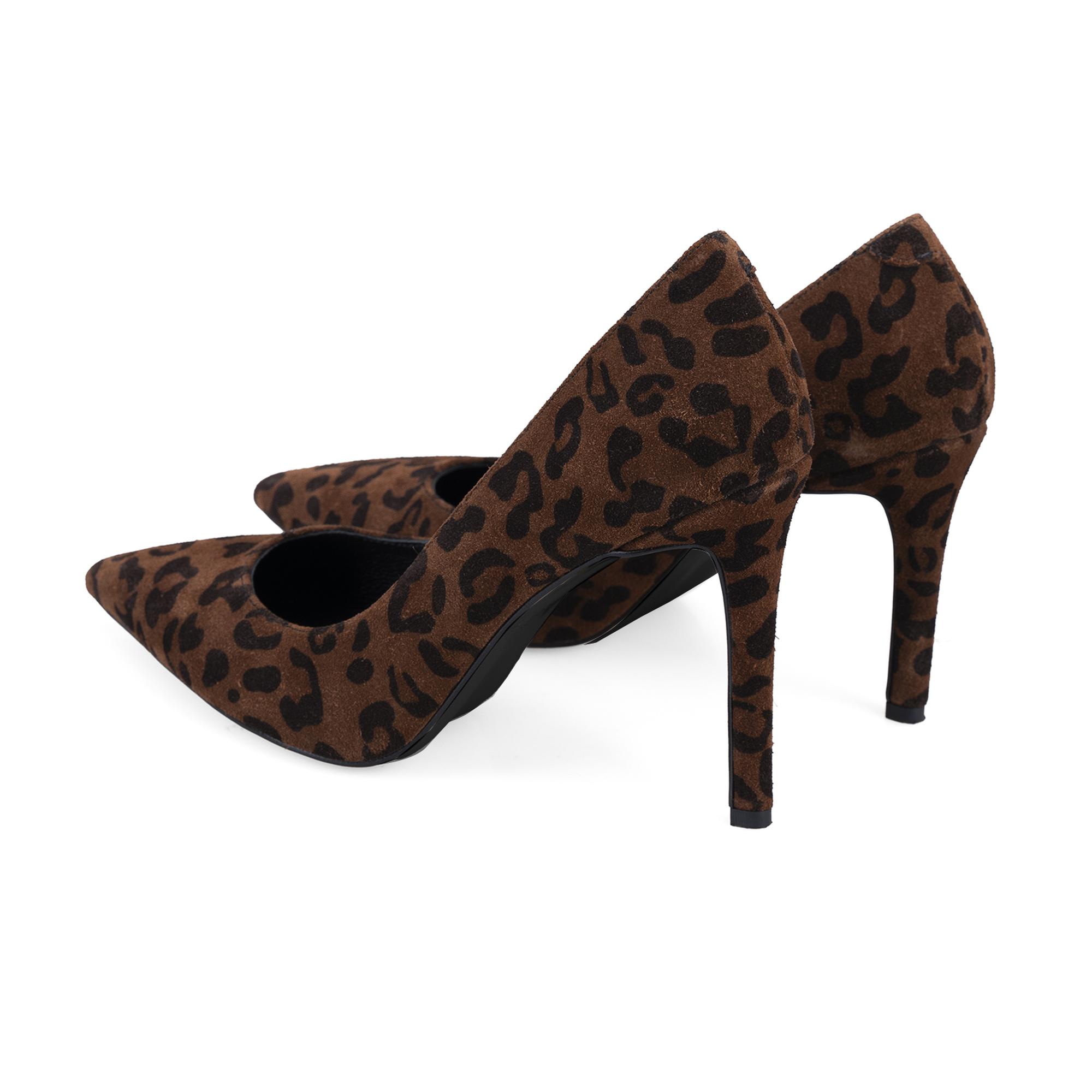 Kadın Leopar Süet Stiletto