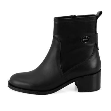  Mayla Siyah Kadın Fermuarlı Topuklu Deri Bot
