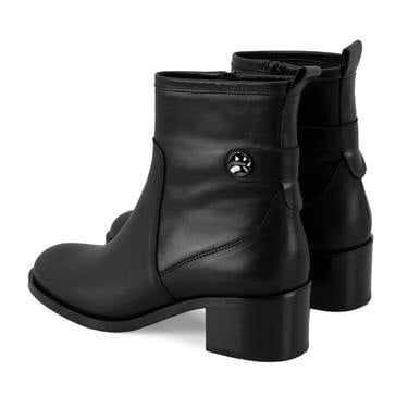  Mayla Siyah Kadın Fermuarlı Topuklu Deri Bot