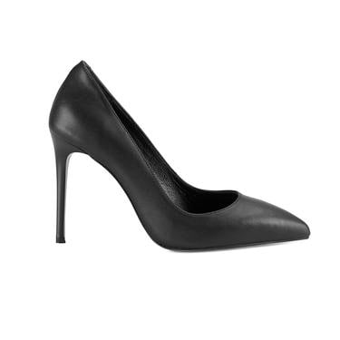  Kadın Siyah Klasik Deri Stiletto