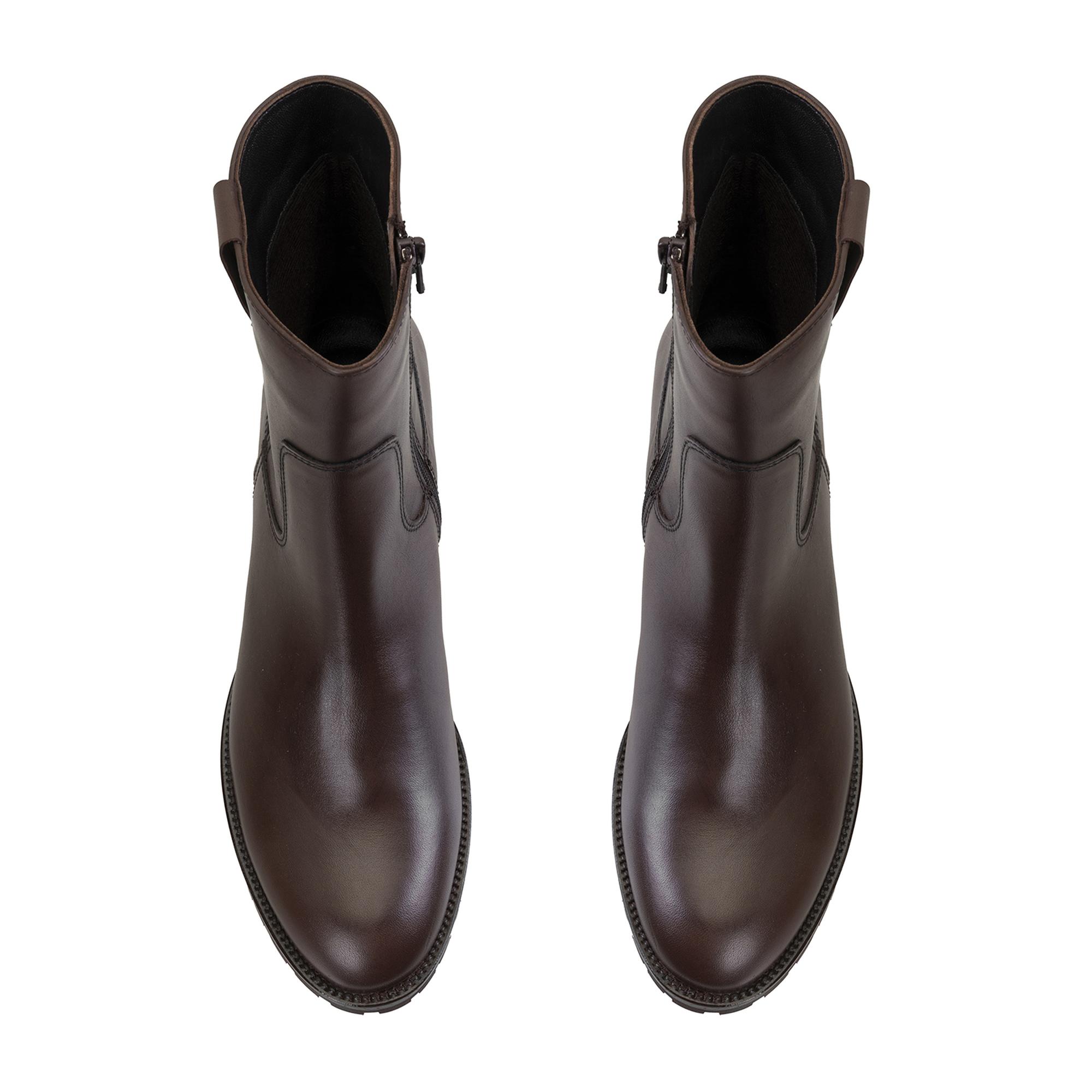 Kadın Kahve Topuklu Deri Bot