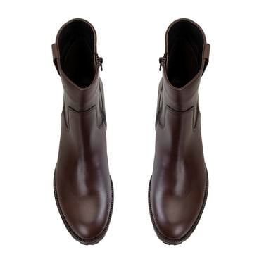  Kadın Kahve Topuklu Deri Bot