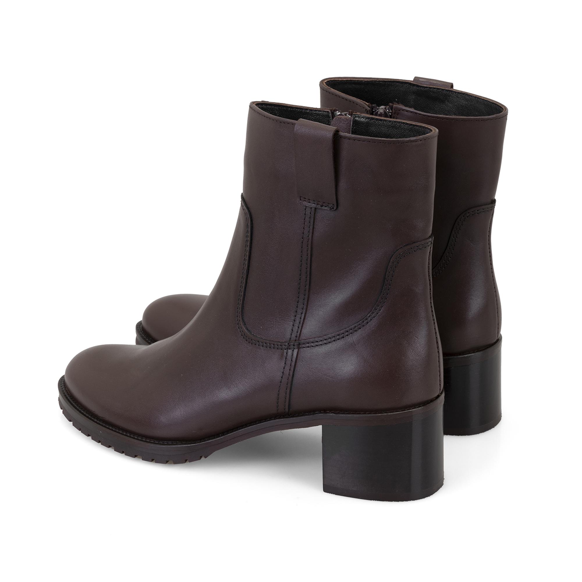 Kadın Kahve Topuklu Deri Bot