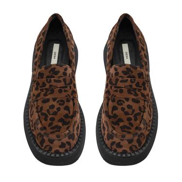  Kadın Leopar Günlük Loafer Süet Deri Ayakkabı