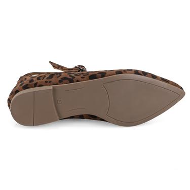  Kadın Leopar Mary Jane Deri Babet