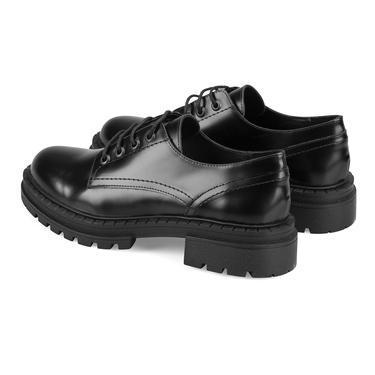  Kadın Siyah Günlük Deri Ayakkabı