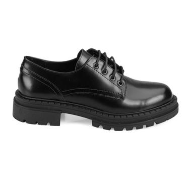  Kadın Siyah Günlük Deri Ayakkabı