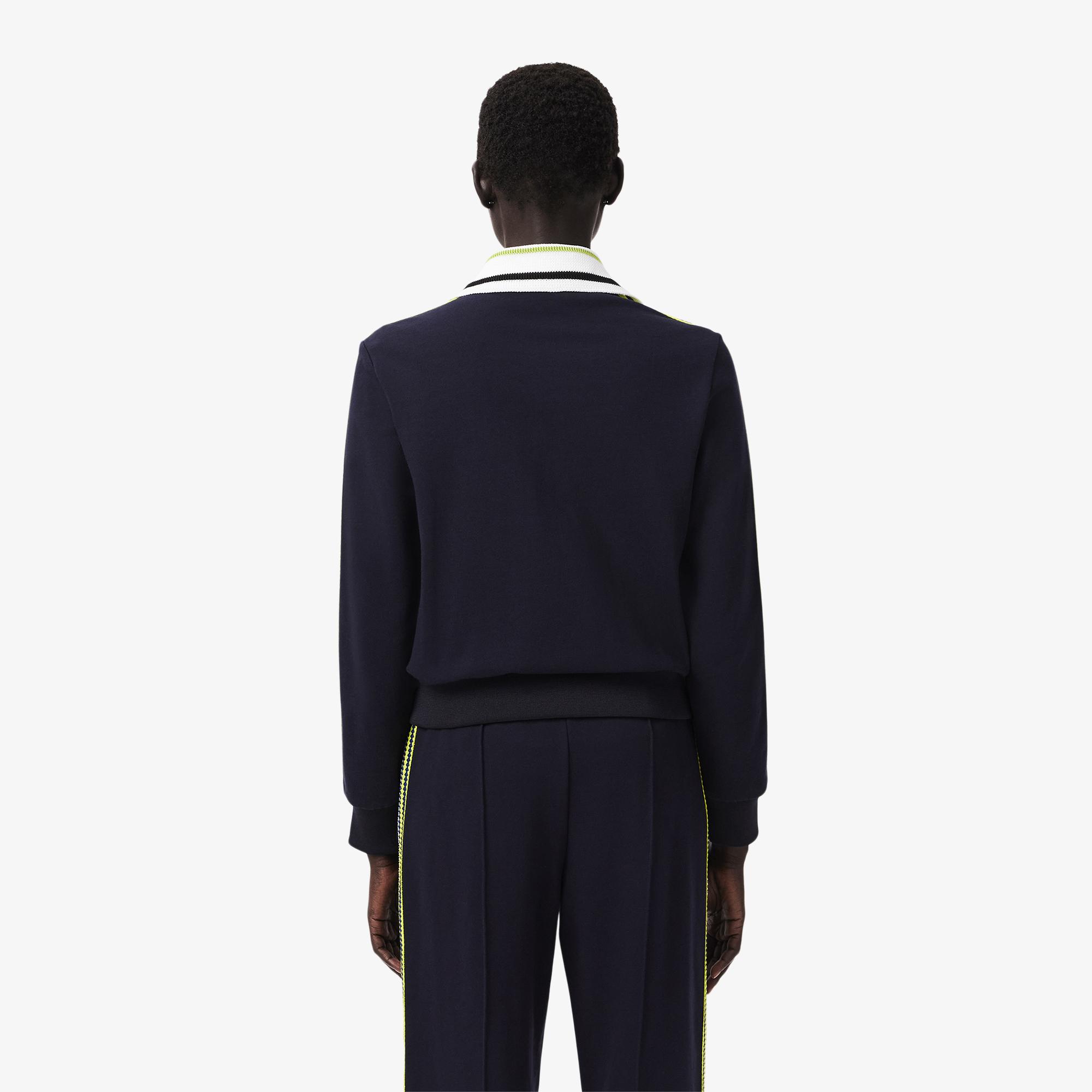 Kadın Regular Fit Gömlek Yaka Lacivert Sweatshirt