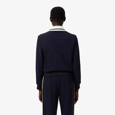  Kadın Regular Fit Gömlek Yaka Lacivert Sweatshirt