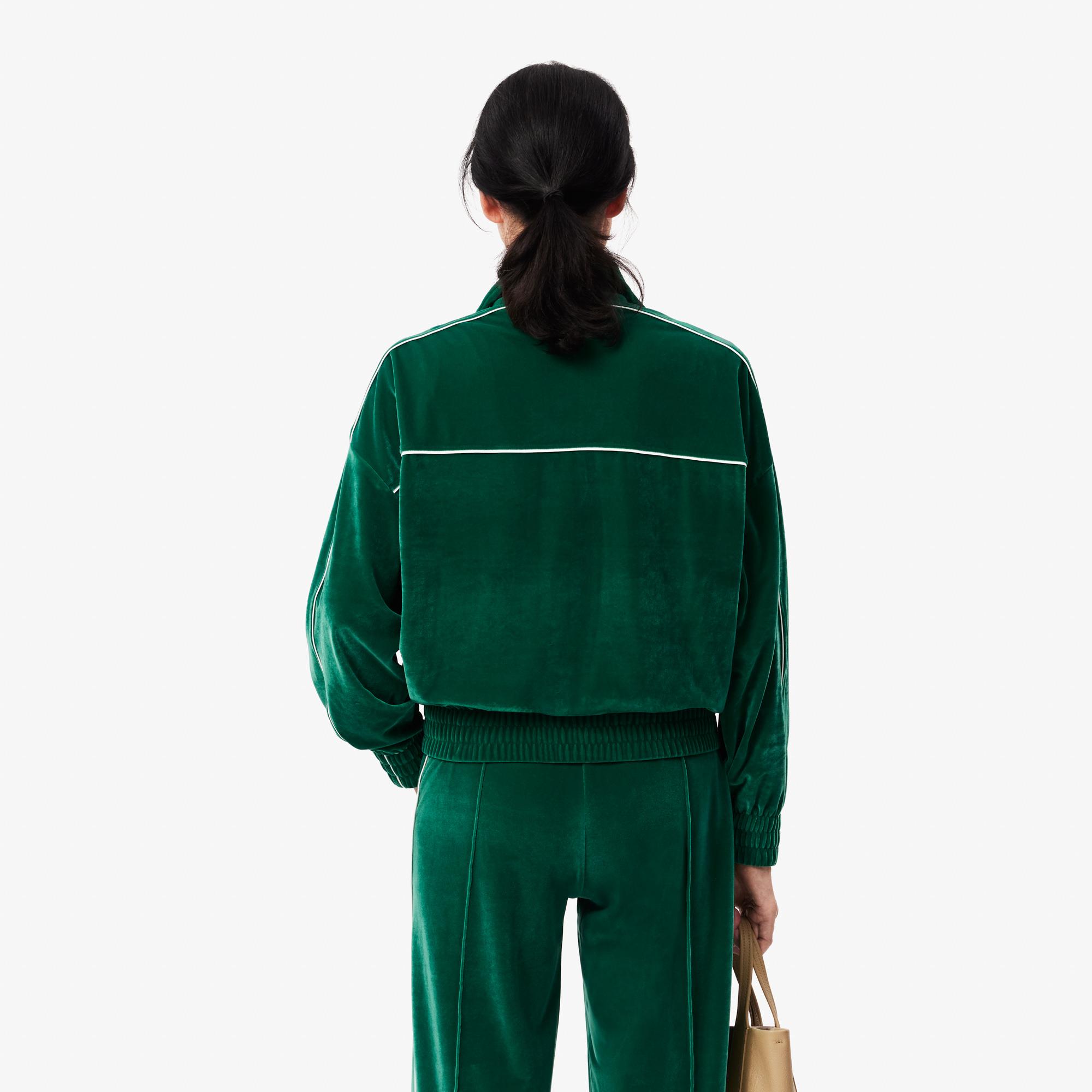 Kadın Oversize Fit Bisiklet Yaka Koyu Yeşil Sweatshirt