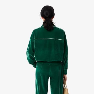  Kadın Oversize Fit Bisiklet Yaka Koyu Yeşil Sweatshirt