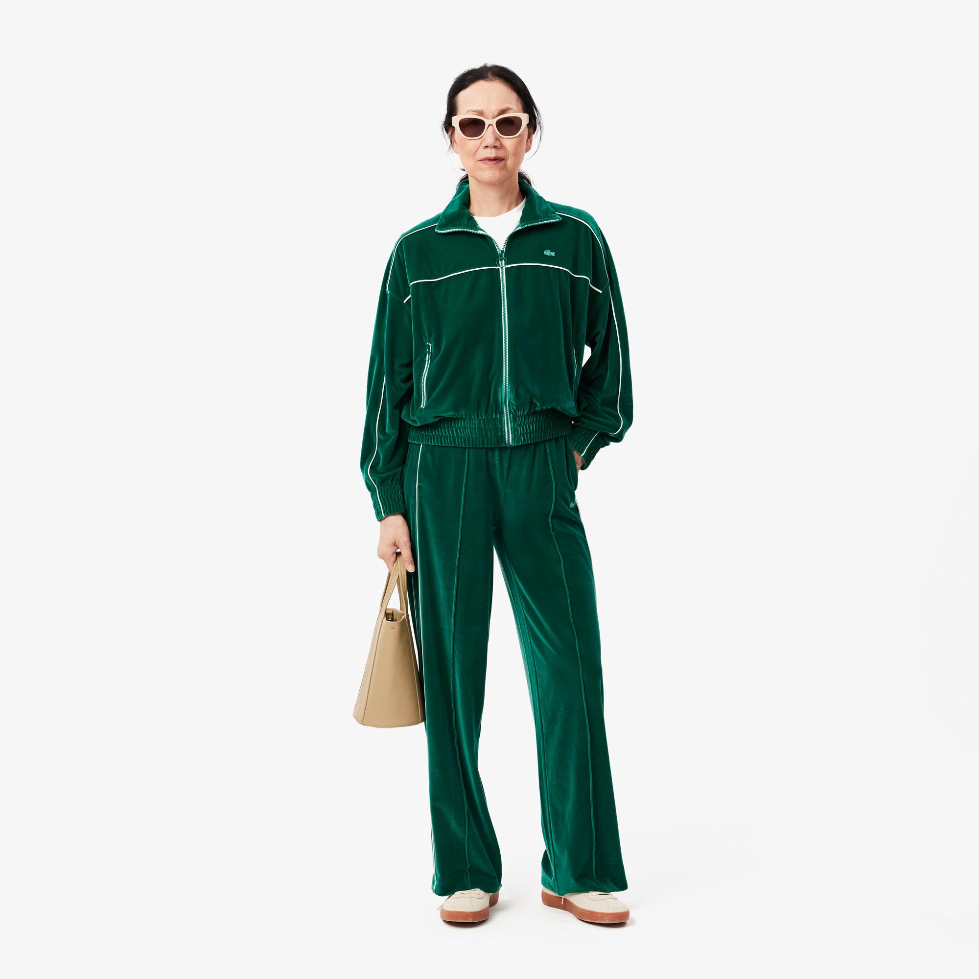 Kadın Oversize Fit Bisiklet Yaka Koyu Yeşil Sweatshirt