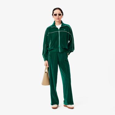  Kadın Oversize Fit Bisiklet Yaka Koyu Yeşil Sweatshirt