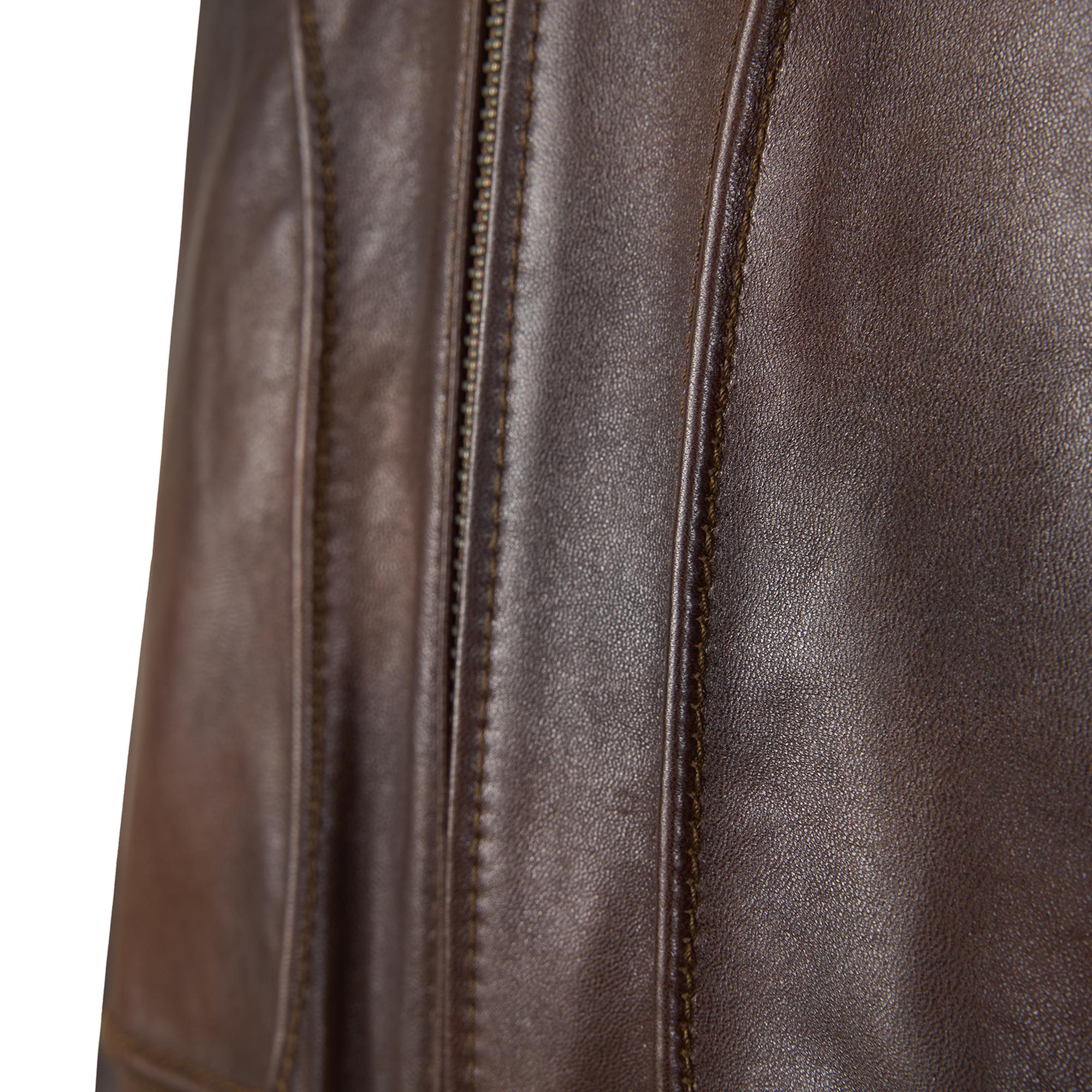 Safira Kahve Erkek Kürk Yakalı Deri Ceket