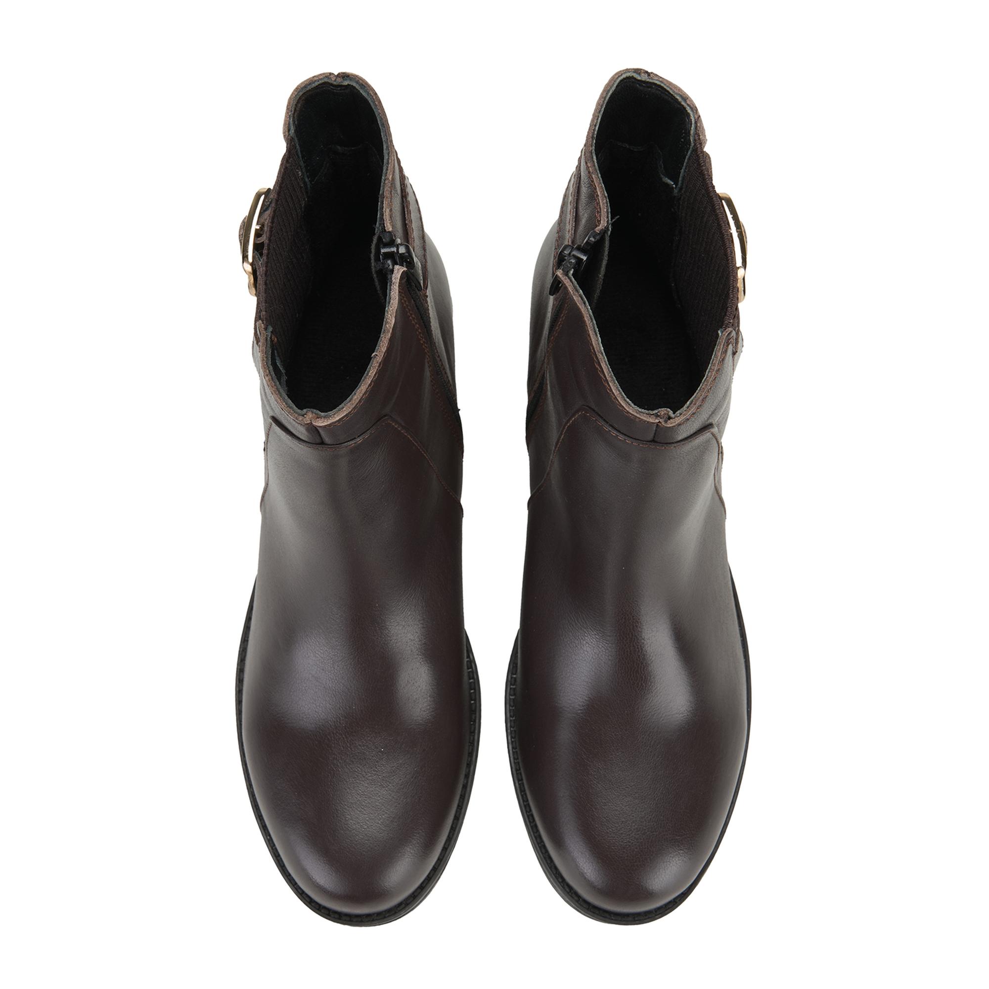 Kadın Kahve Topuklu Deri Bot